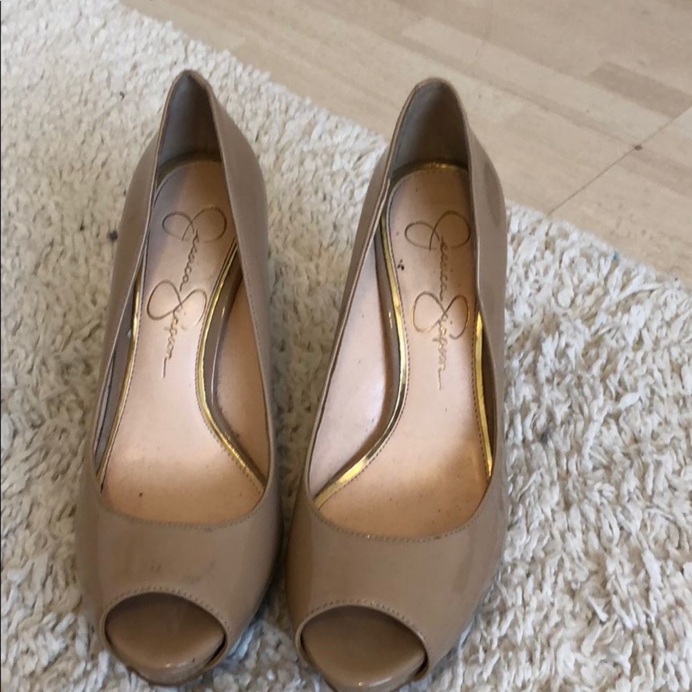 Open toe high heel pump